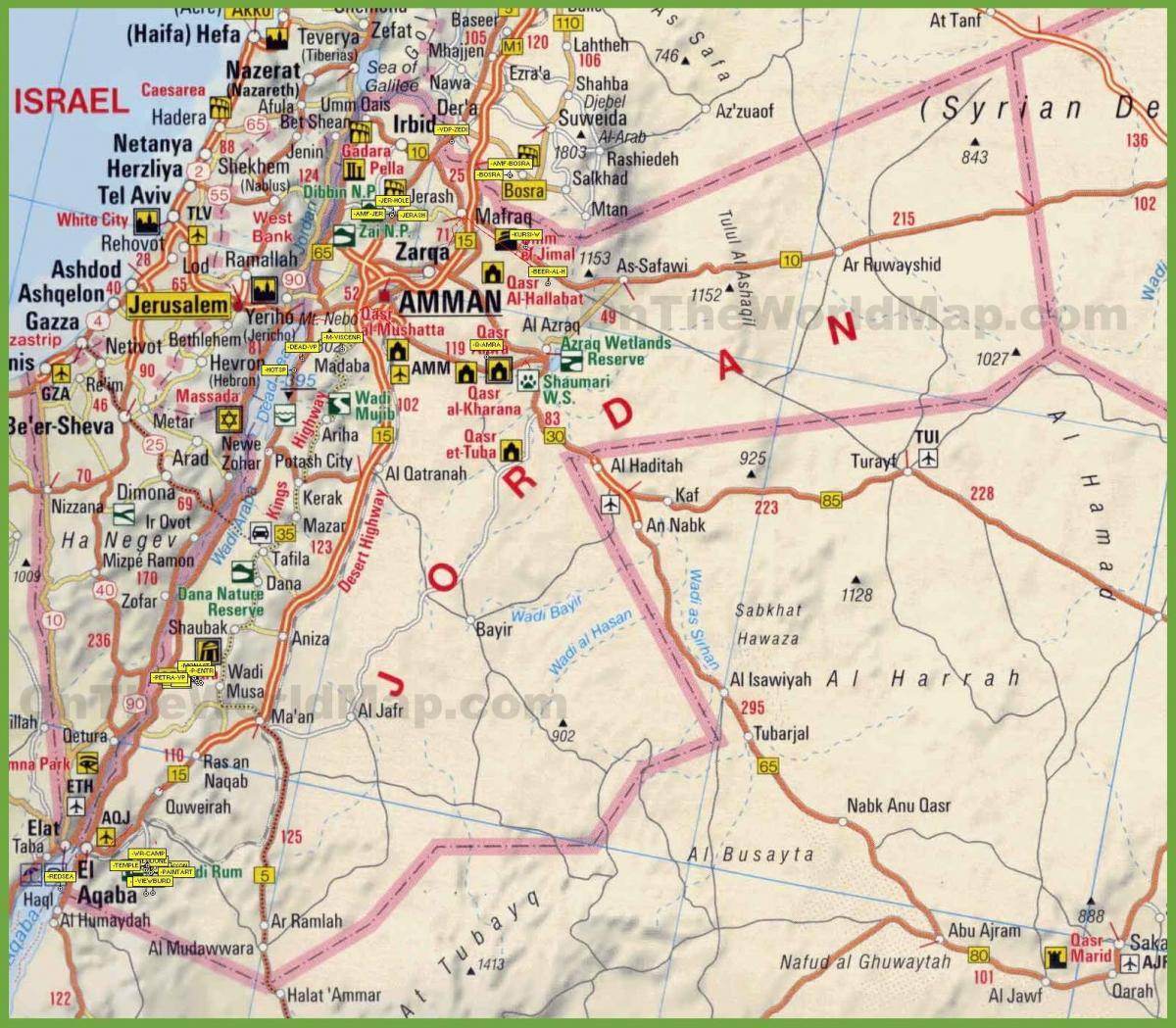 mapa de Xordania estrada