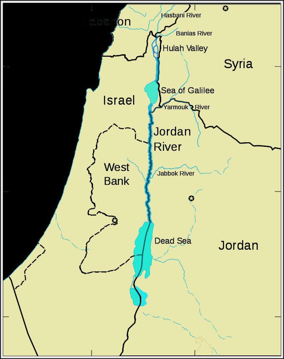 Río xordán oriente medio mapa