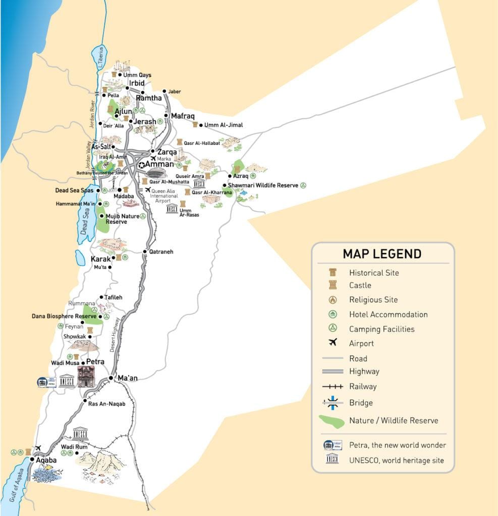 mapa de Xordania aeroportos