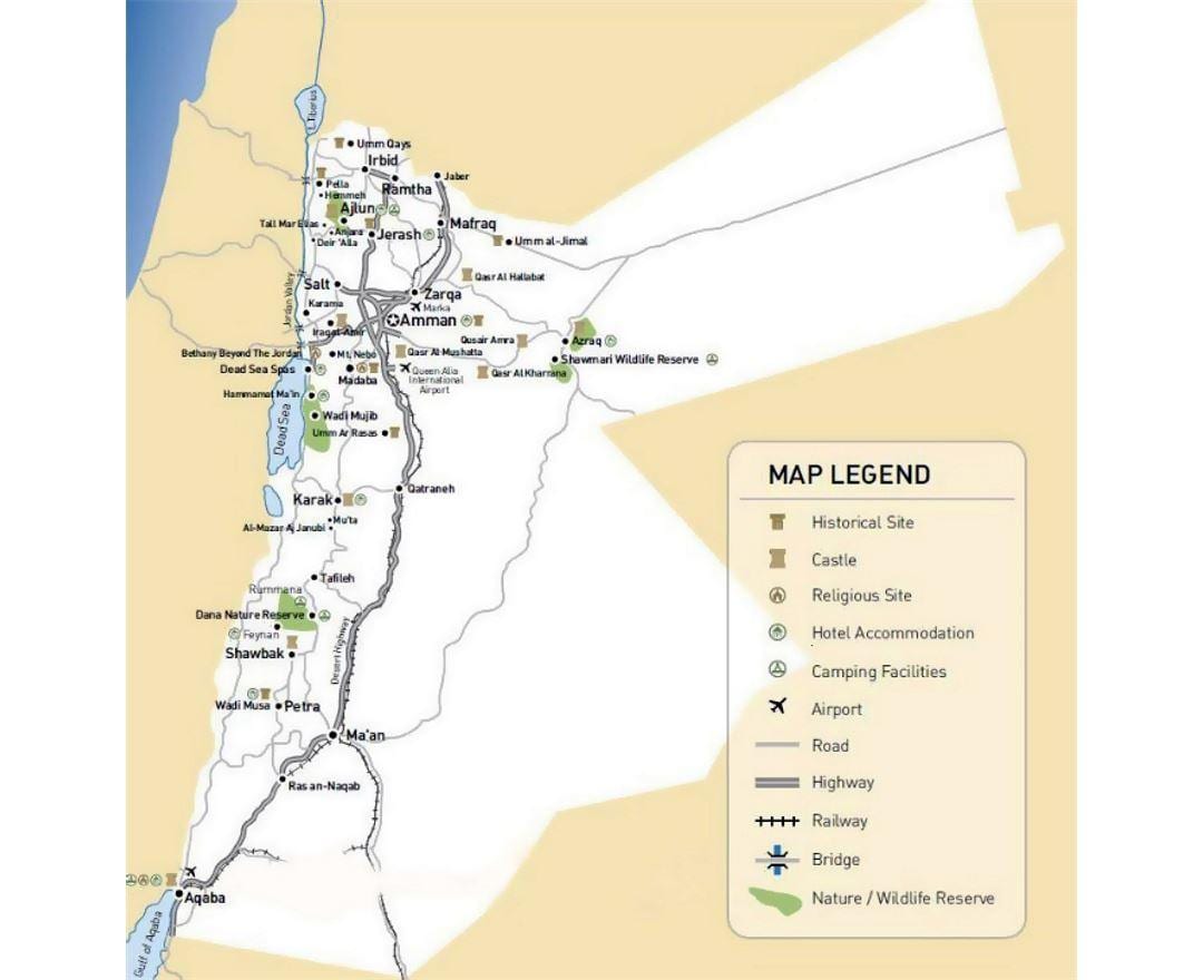 mapa de Xordania ferroviaria