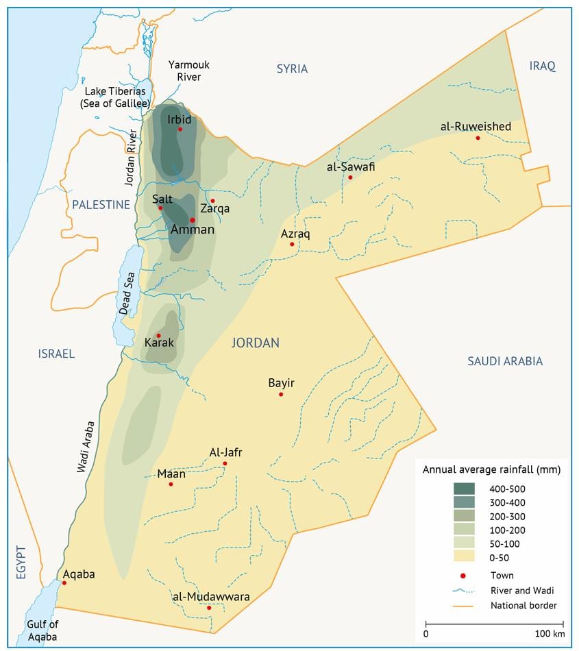 mapa de Xordania xeografía
