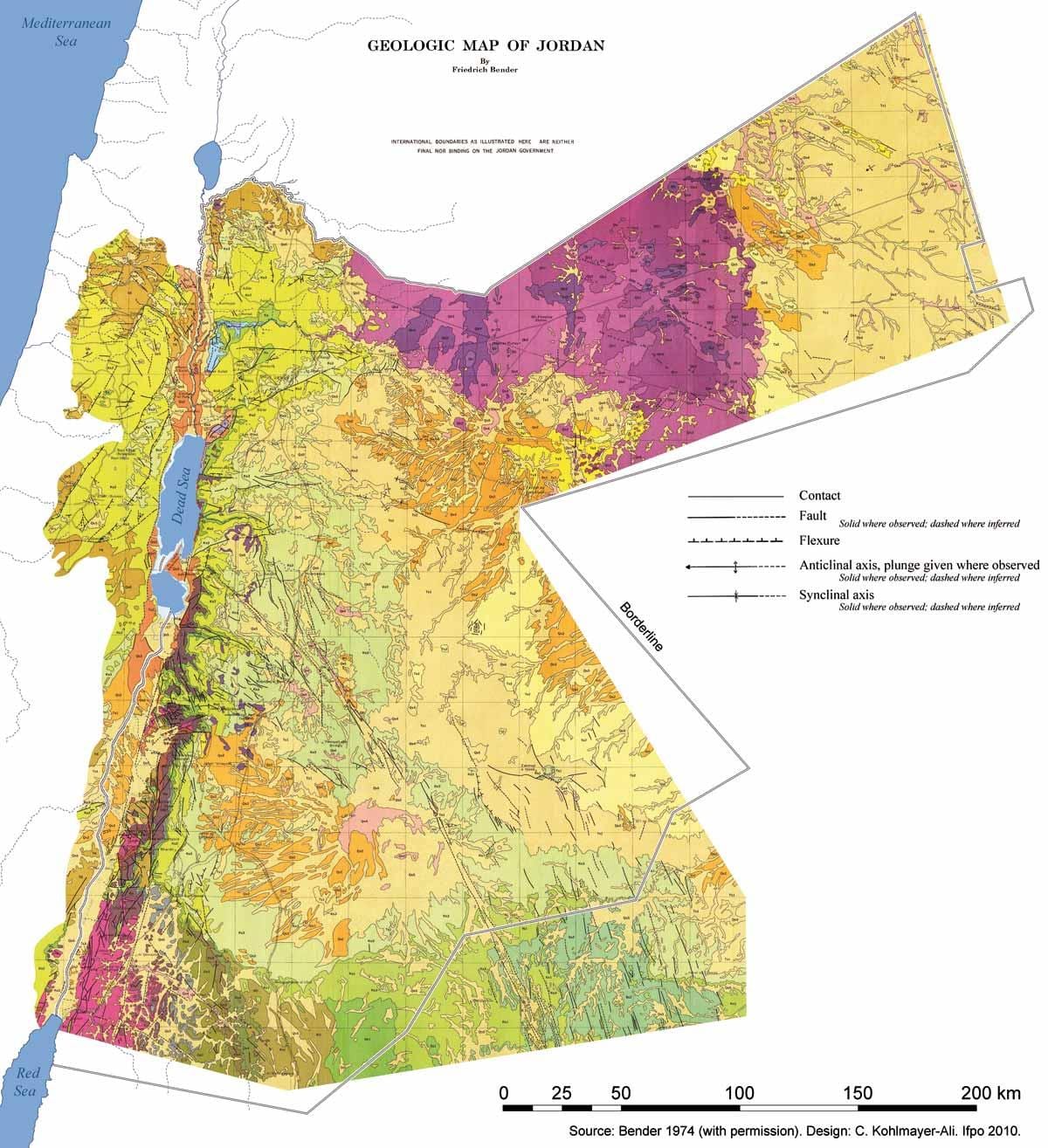 mapa de Xordania xeoloxía