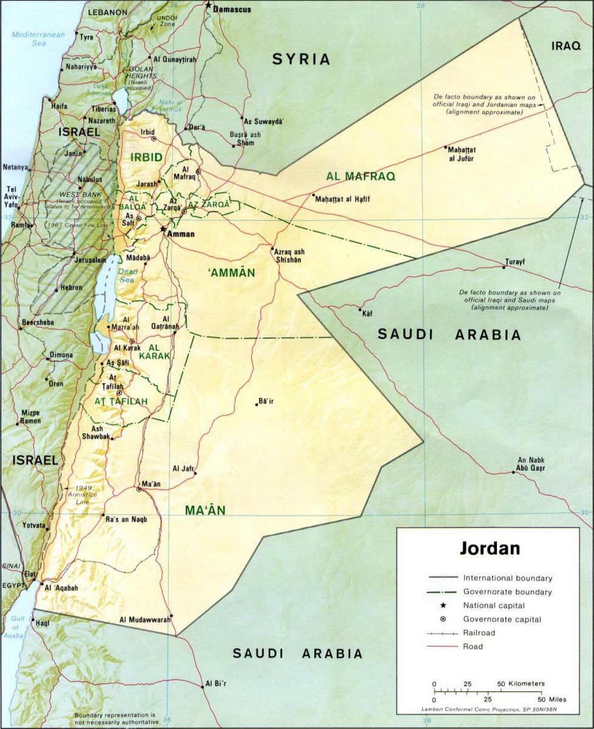 mapa detallado de Xordania