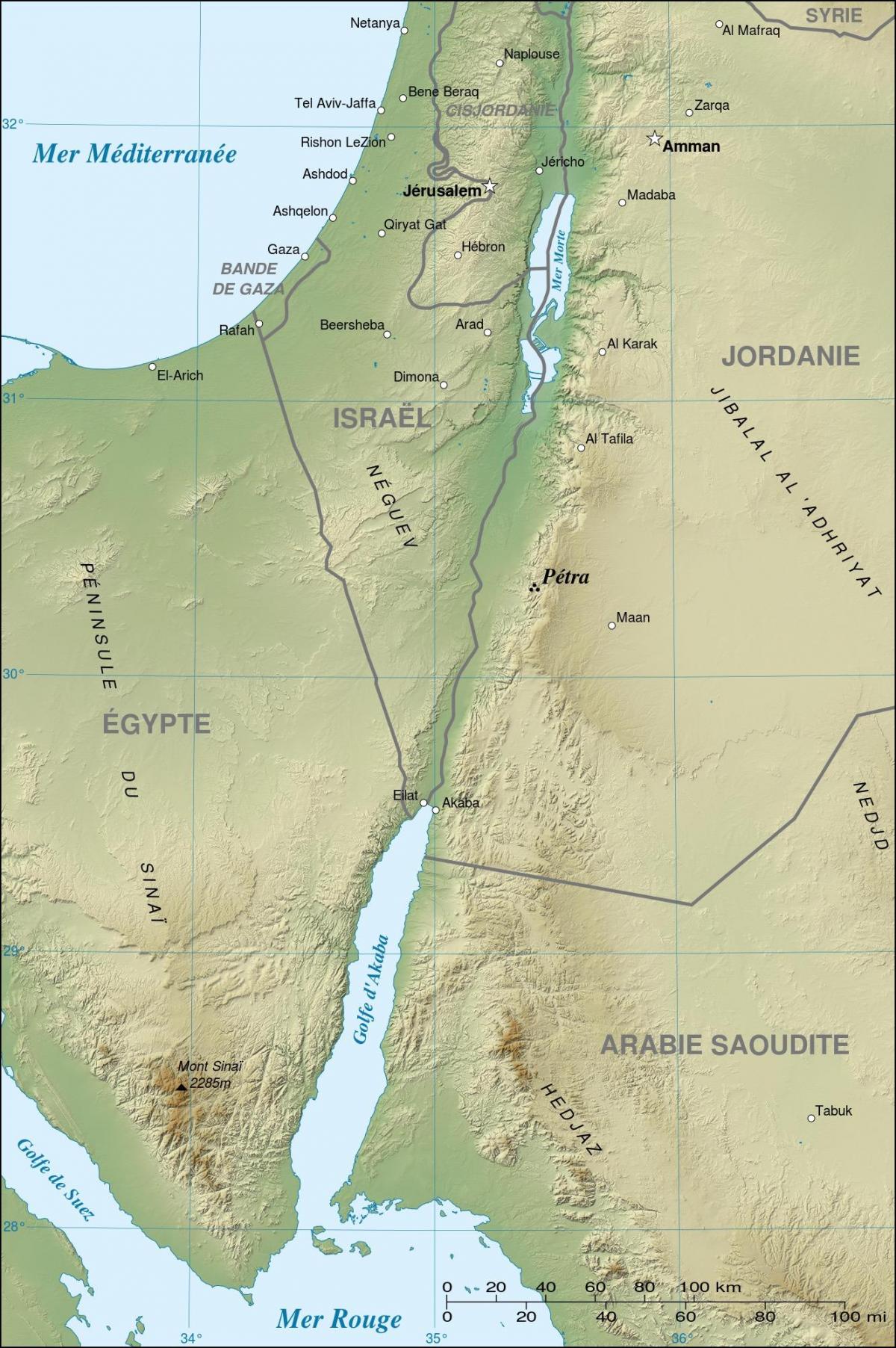 mapa de Xordania mostrando petra