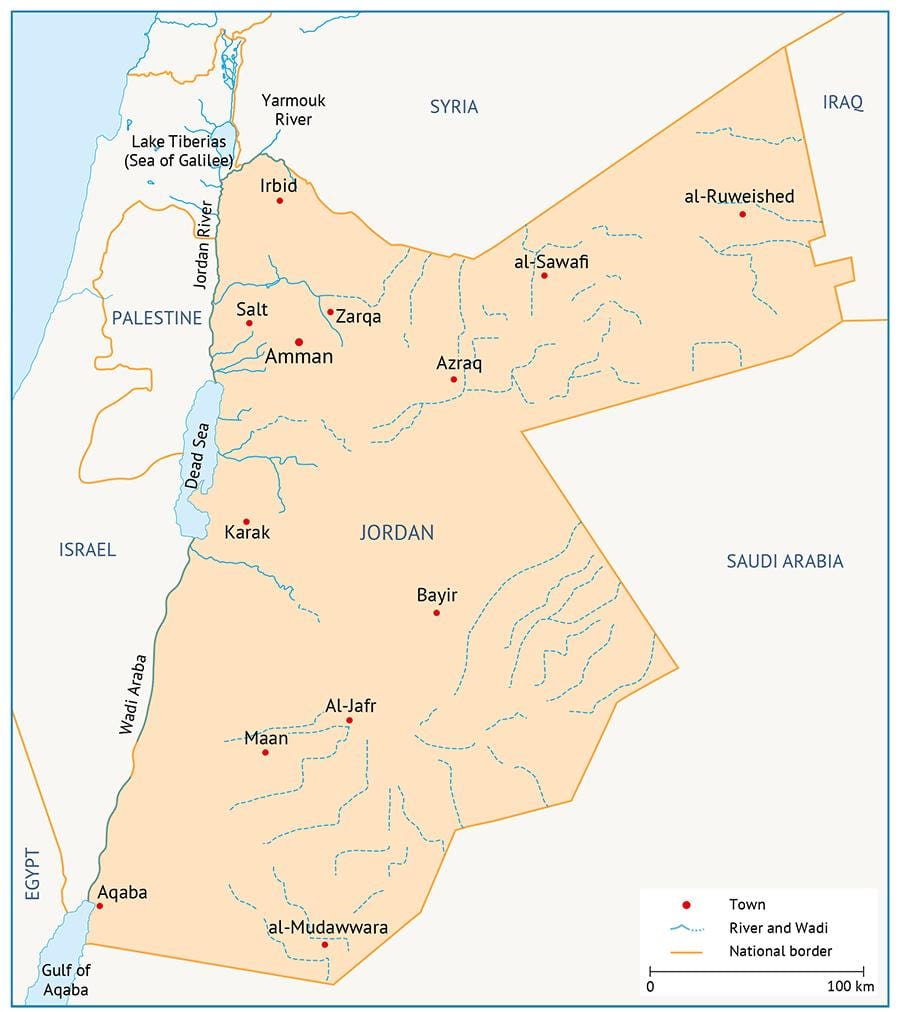 mapa da universidade de Xordania