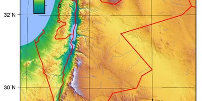 Mapa de Xordania elevación