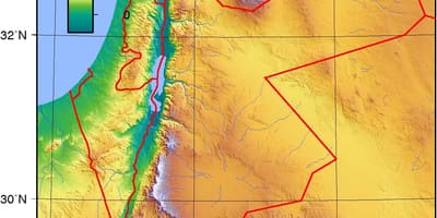 Mapa de Xordania topográfico