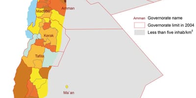 Mapa de Xordania poboación